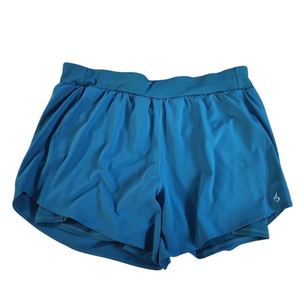 Torrid Active Teal Blue Layered Athletic Shorts Built-in Liner Plus Size 2 671